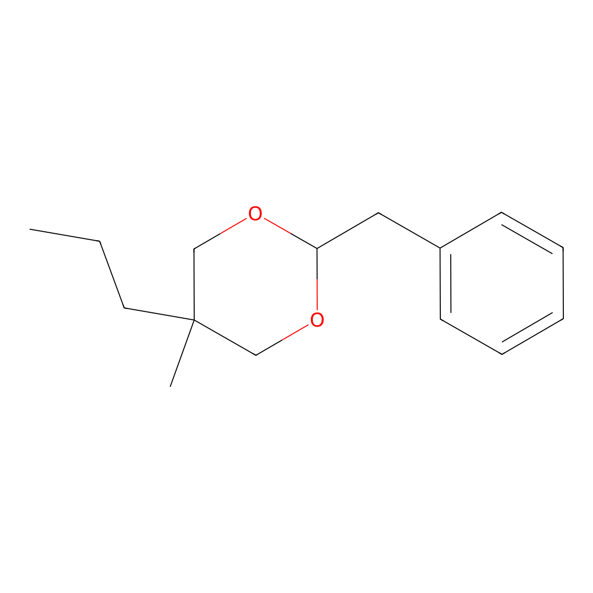 2-Benzyl-5-methyl-5-propyl-1,3-dioxane molecular structure, CAS 6301-66-2