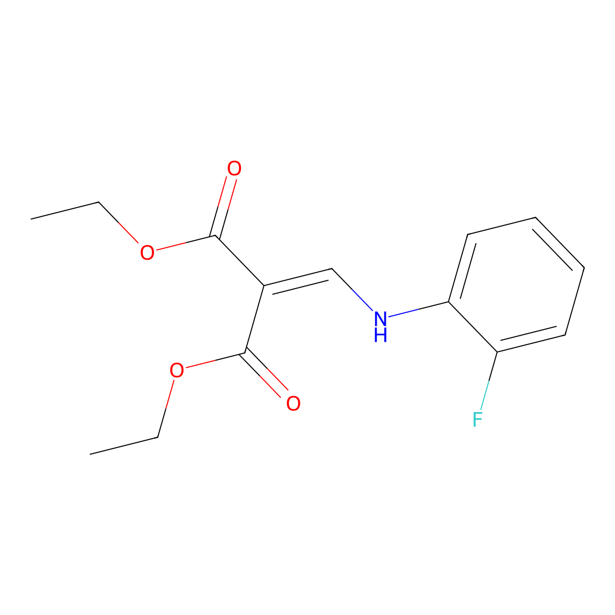 Diethyl 2-(2-fluoroanilinomethylene)malonate molecular structure, CAS 63010-68-4