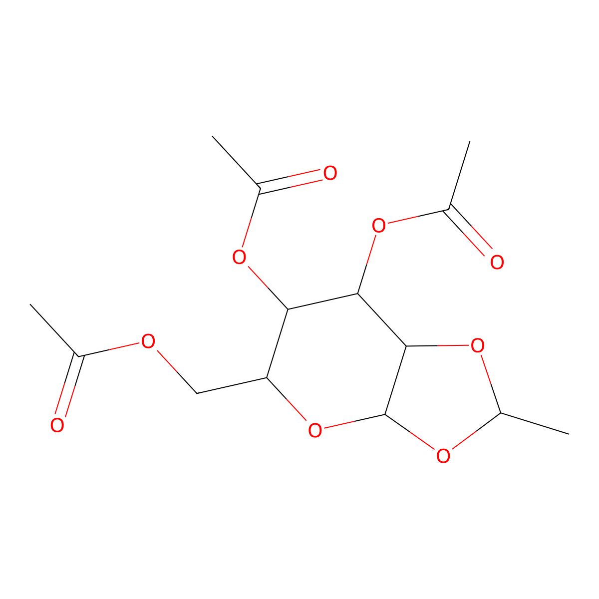 [(3aS,6R,7S,7aR)-6,7-diacetyloxy-2-methyl-5,6,7,7a-tetrahydro-3aH-[1,3]dioxolo[4,5-b]pyran-5-yl]methyl acetate molecular structure, CAS 630102-81-7