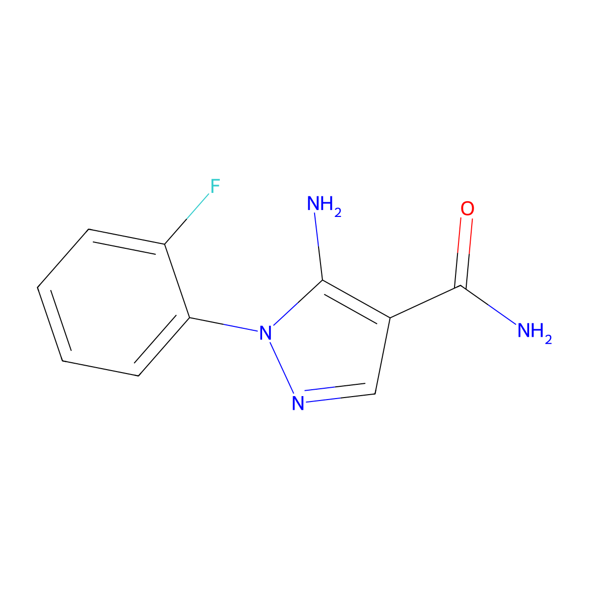 5-amino-1-(2-fluorophenyl)-1H-pyrazole-4-carboxamide molecular structure, CAS 630107-81-2