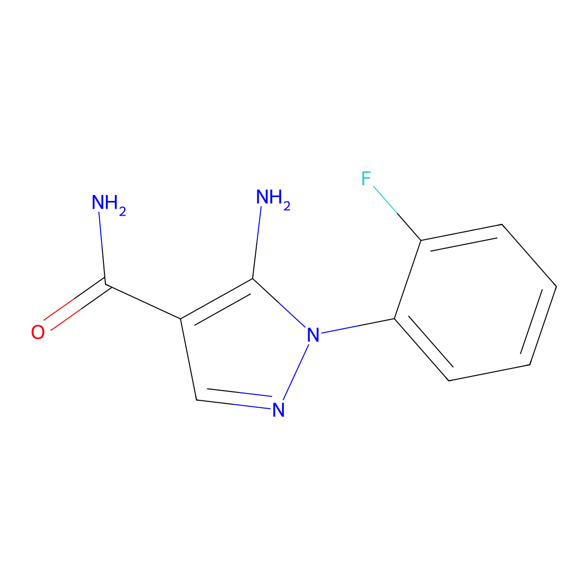 5-amino-1-(2-fluorophenyl)-1H-pyrazole-4-carboxamide molecular structure, CAS 630107-81-2