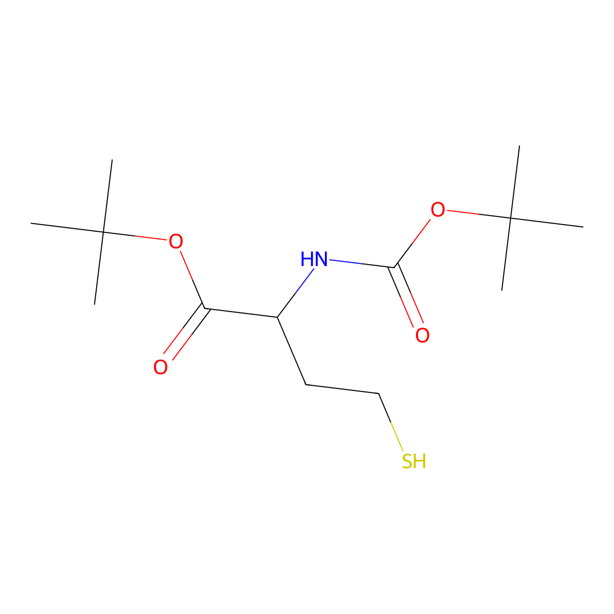 (S)-Tert-butyl 2-(tert-butoxycarbonylamino)-4-mercaptobutanoate molecular structure, CAS 630108-94-0