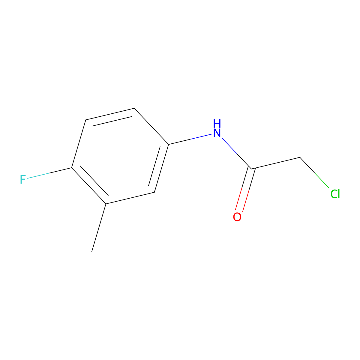 2-chloro-N-(4-fluoro-3-methylphenyl)acetamide molecular structure, CAS 630116-36-8