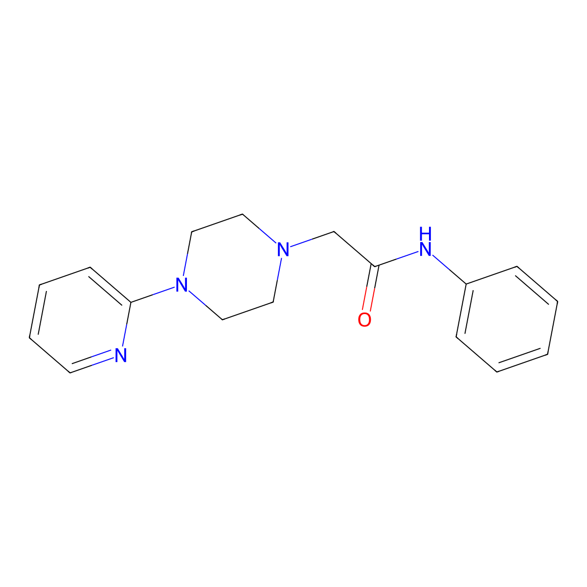 N-phenyl-2-(4-pyridin-2-ylpiperazin-1-yl)acetamide molecular structure, CAS 630116-43-7