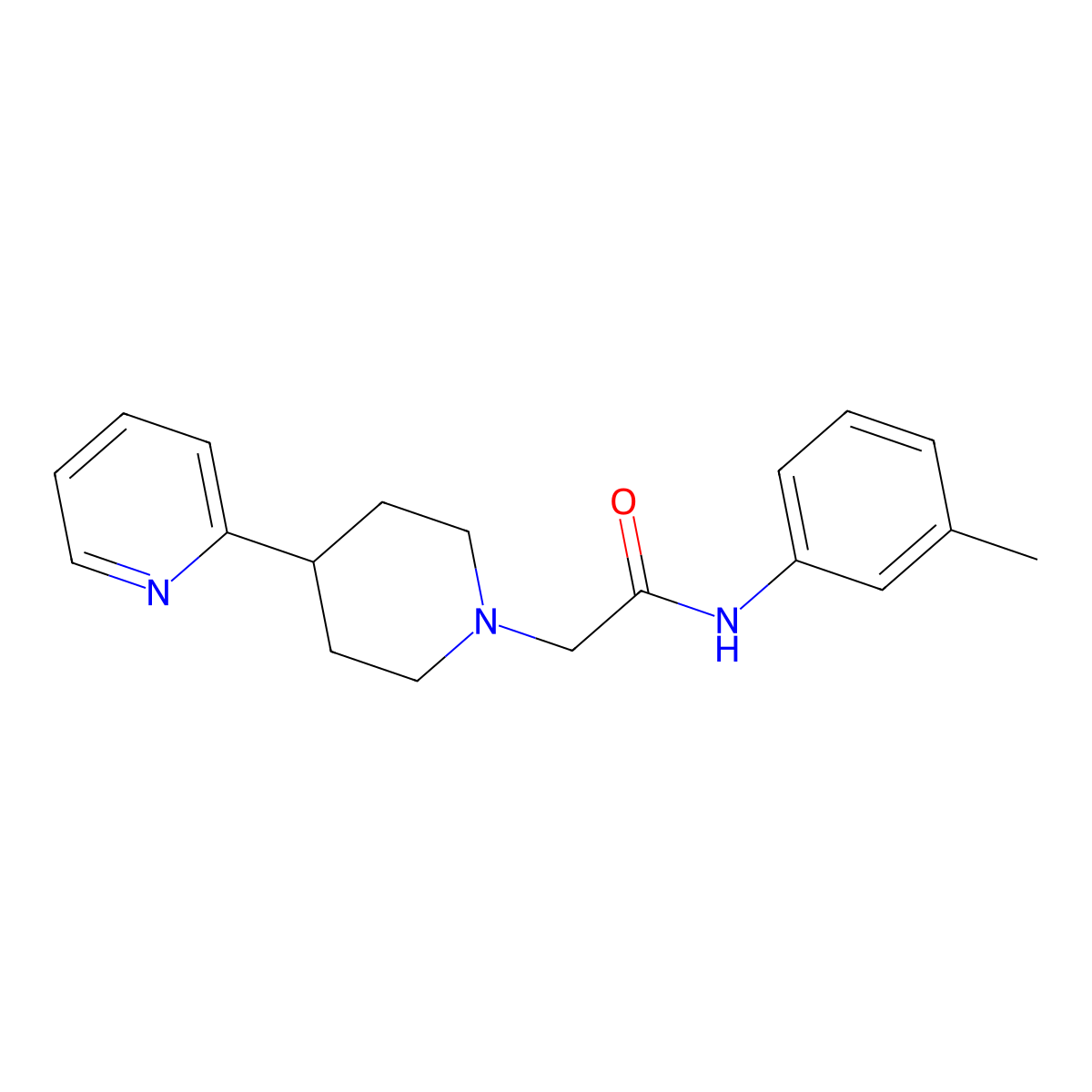 N-(3-methylphenyl)-2-(4-pyridin-2-ylpiperidin-1-yl)acetamide molecular structure, CAS 630116-49-3