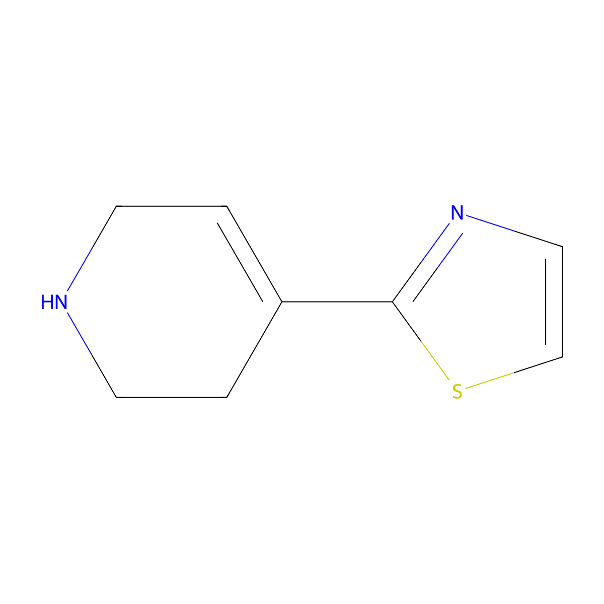 4-(1,3-Thiazol-2-yl)-1,2,3,6-tetrahydropyridine molecular structure, CAS 630119-07-2
