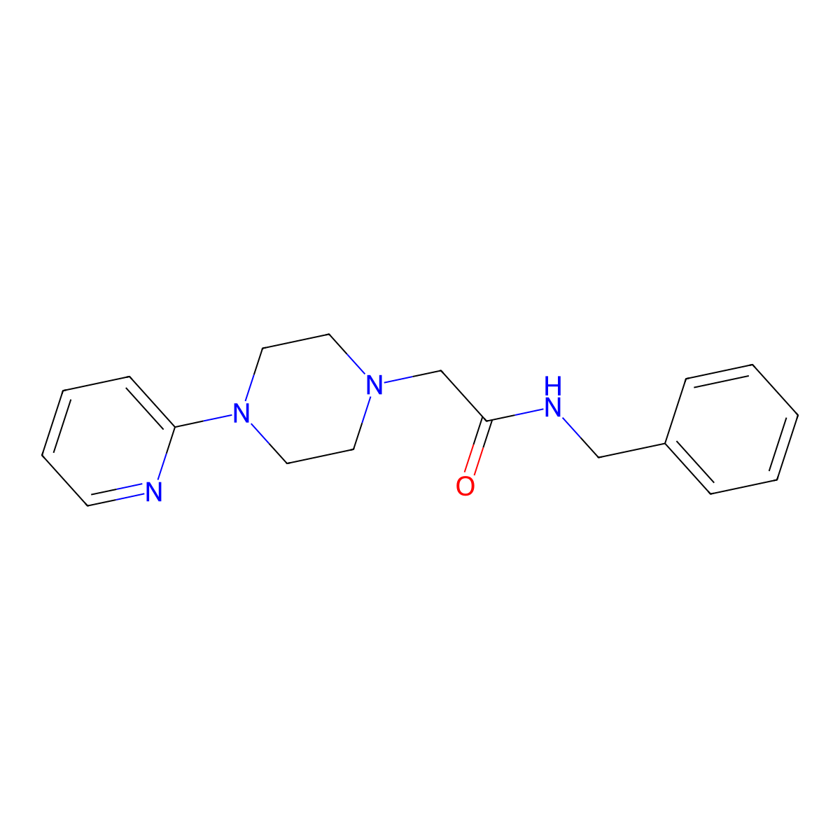 N-benzyl-2-(4-pyridin-2-ylpiperazin-1-yl)acetamide molecular structure, CAS 630119-28-7