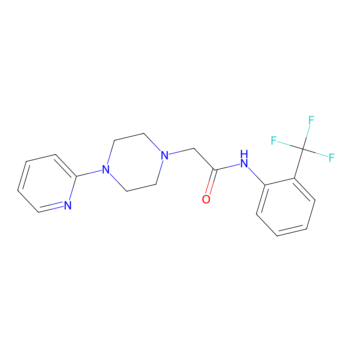 2-(4-pyridin-2-ylpiperazin-1-yl)-N-[2-(trifluoromethyl)phenyl]acetamide molecular structure, CAS 630119-29-8