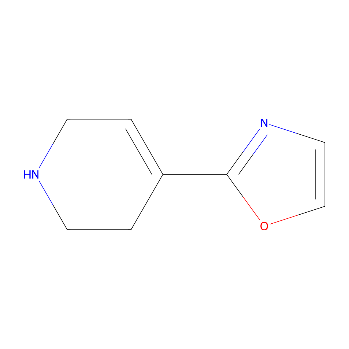 2-(1,2,3,6-Tetrahydropyridin-4-yl)-1,3-oxazole molecular structure, CAS 630119-38-9