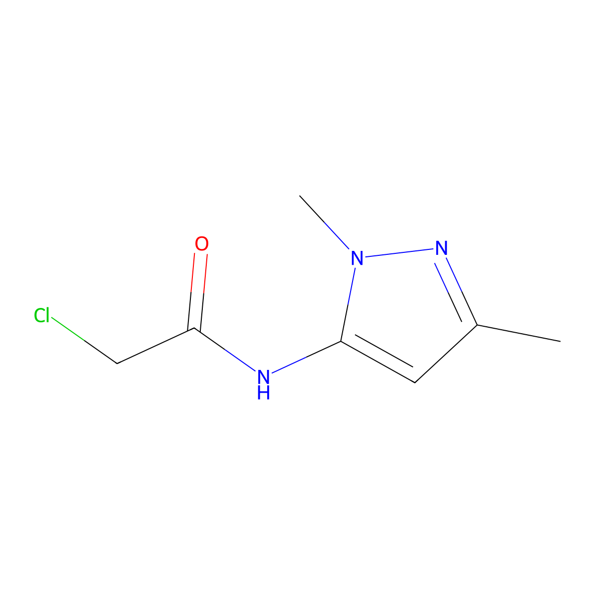 2-chloro-N-(1,3-dimethyl-1H-pyrazol-5-yl)acetamide molecular structure, CAS 630120-79-5