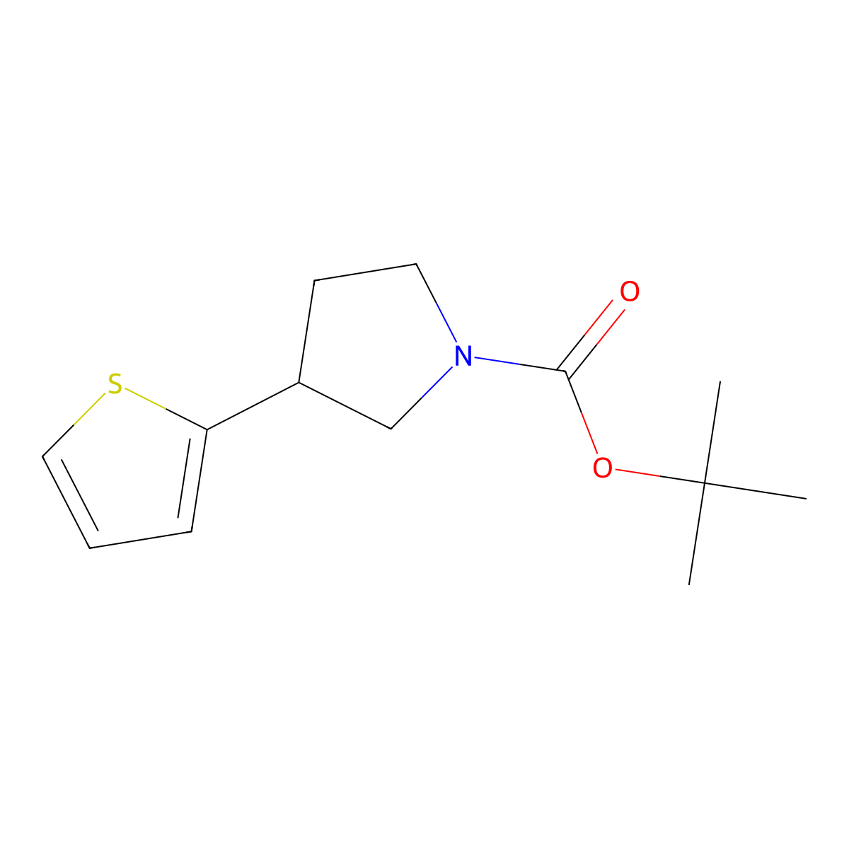 tert-Butyl 3-(thiophen-2-yl)pyrrolidine-1-carboxylate molecular structure, CAS 630121-93-6