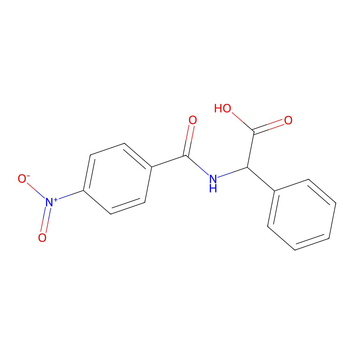 2-[(4-Nitrobenzoyl)amino]-2-phenylacetic acid molecular structure, CAS 63013-15-0
