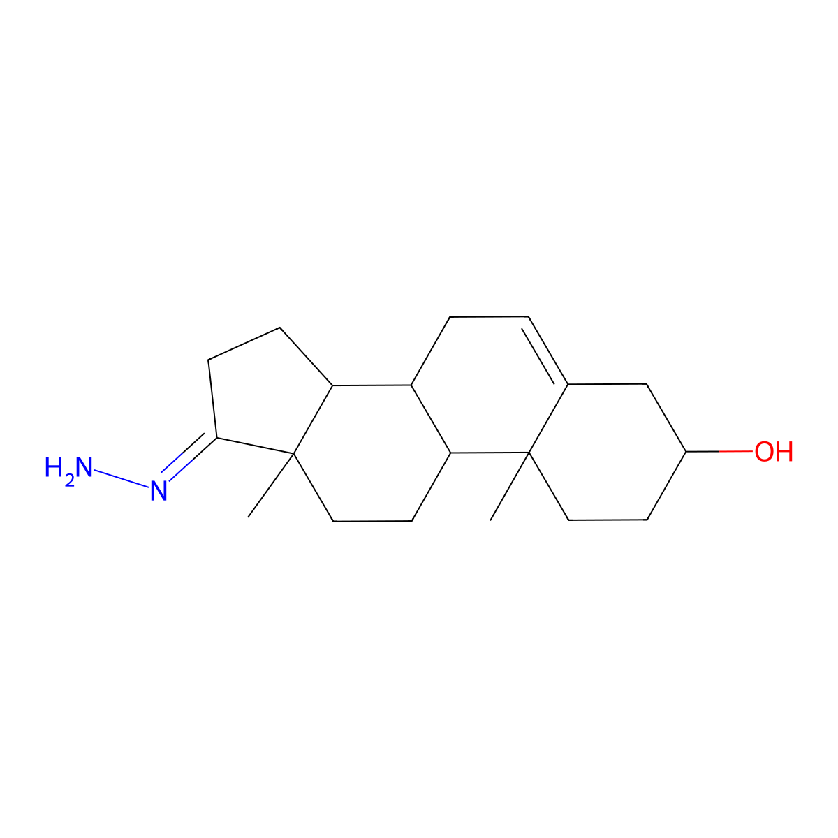17-Hydrazinylidene-10,13-dimethyl-1,2,3,4,7,8,9,11,12,14,15,16-dodecahydrocyclopenta[a]phenanthren-3-ol molecular structure, CAS 63015-10-1