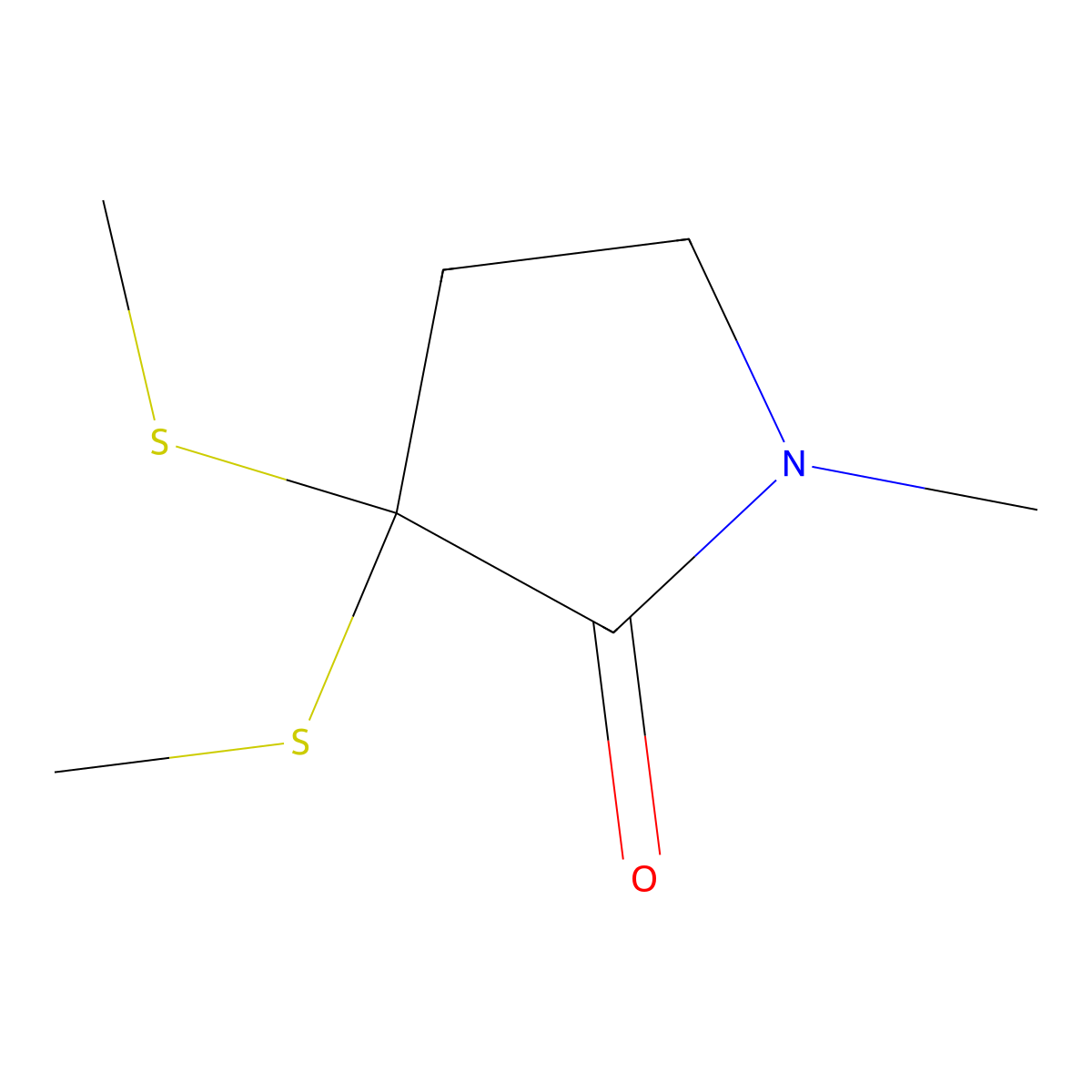 1-Methyl-3,3-bis(methylsulfanyl)pyrrolidin-2-one molecular structure, CAS 63017-89-0