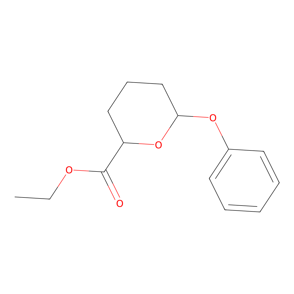 Ethyl 6-phenoxyoxane-2-carboxylate molecular structure, CAS 6302-50-7