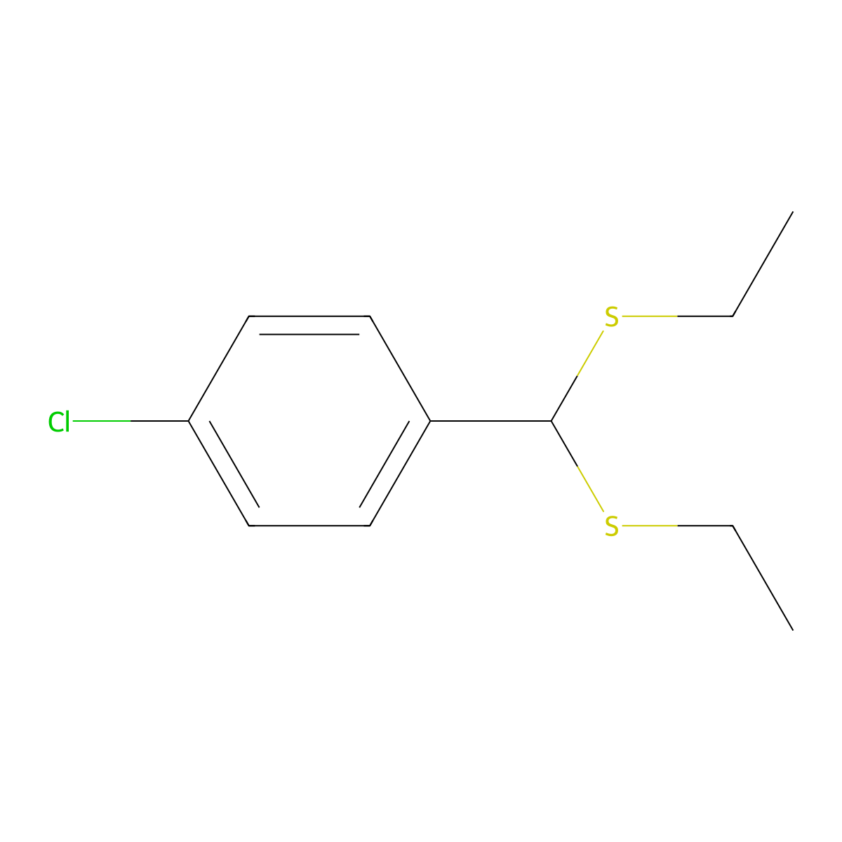 1-[Bis(ethylsulfanyl)methyl]-4-chlorobenzene molecular structure, CAS 6302-92-7