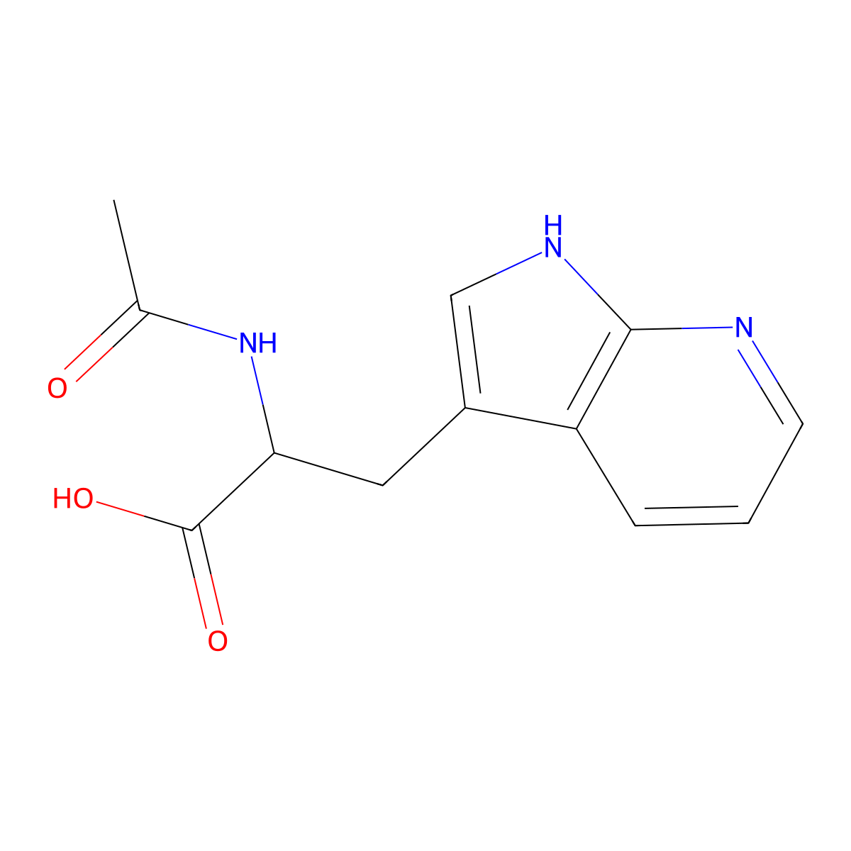 2-Acetamido-3-(1H-pyrrolo[2,3-b]pyridin-3-yl)propanoic acid molecular structure, CAS 63024-18-0