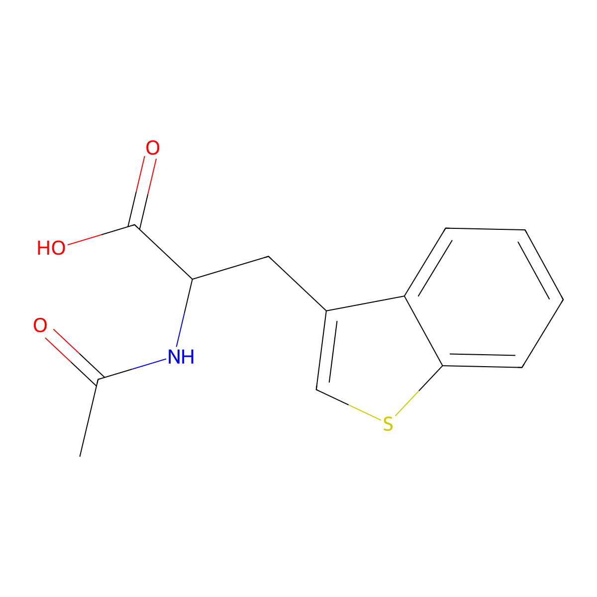 2-Acetylamino-3-benzo[b]thiophen-3-yl-propionic acid molecular structure, CAS 63024-19-1