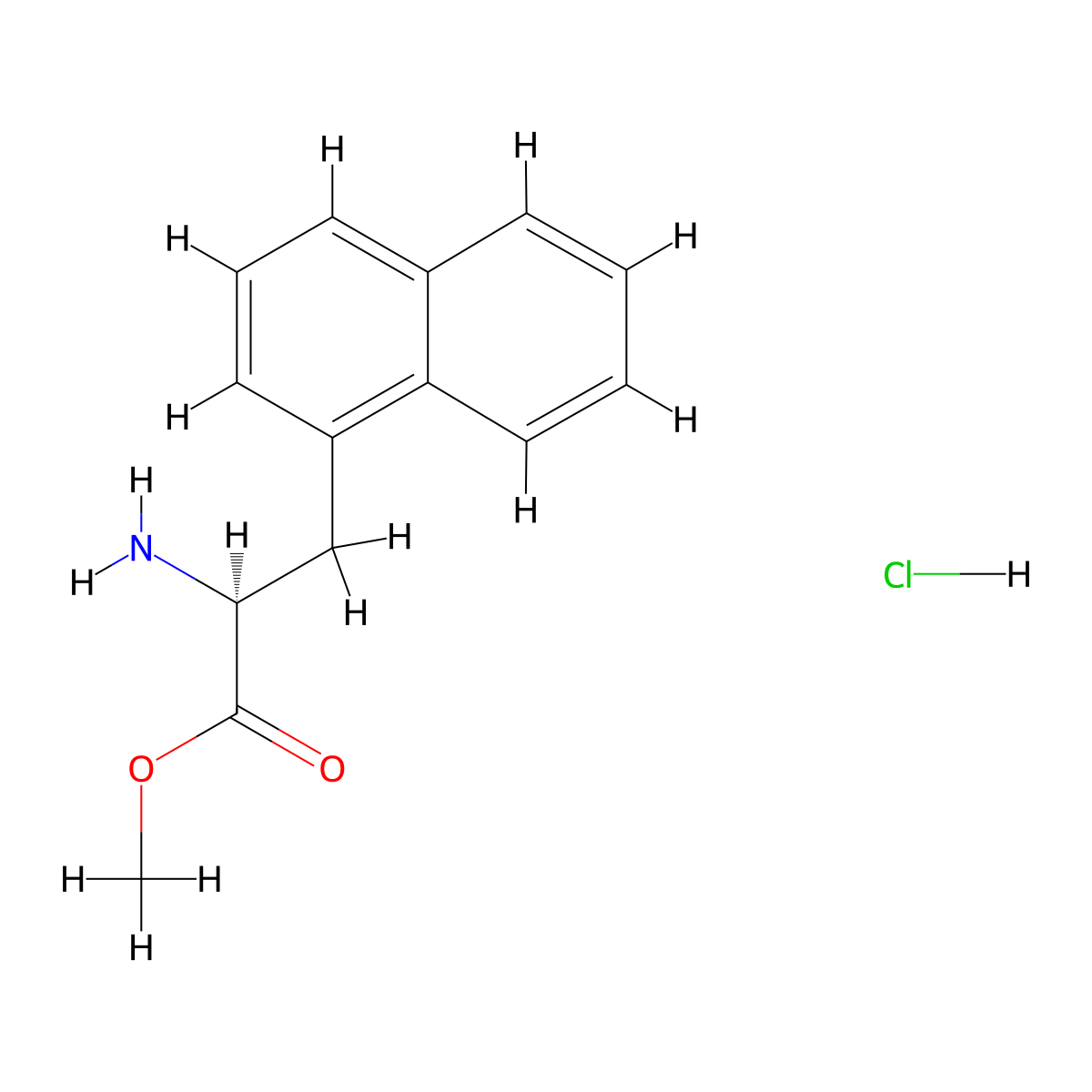 (S)-Methyl 2-amino-3-(naphthalen-1-yl)propanoate hydrochloride molecular structure, CAS 63024-25-9