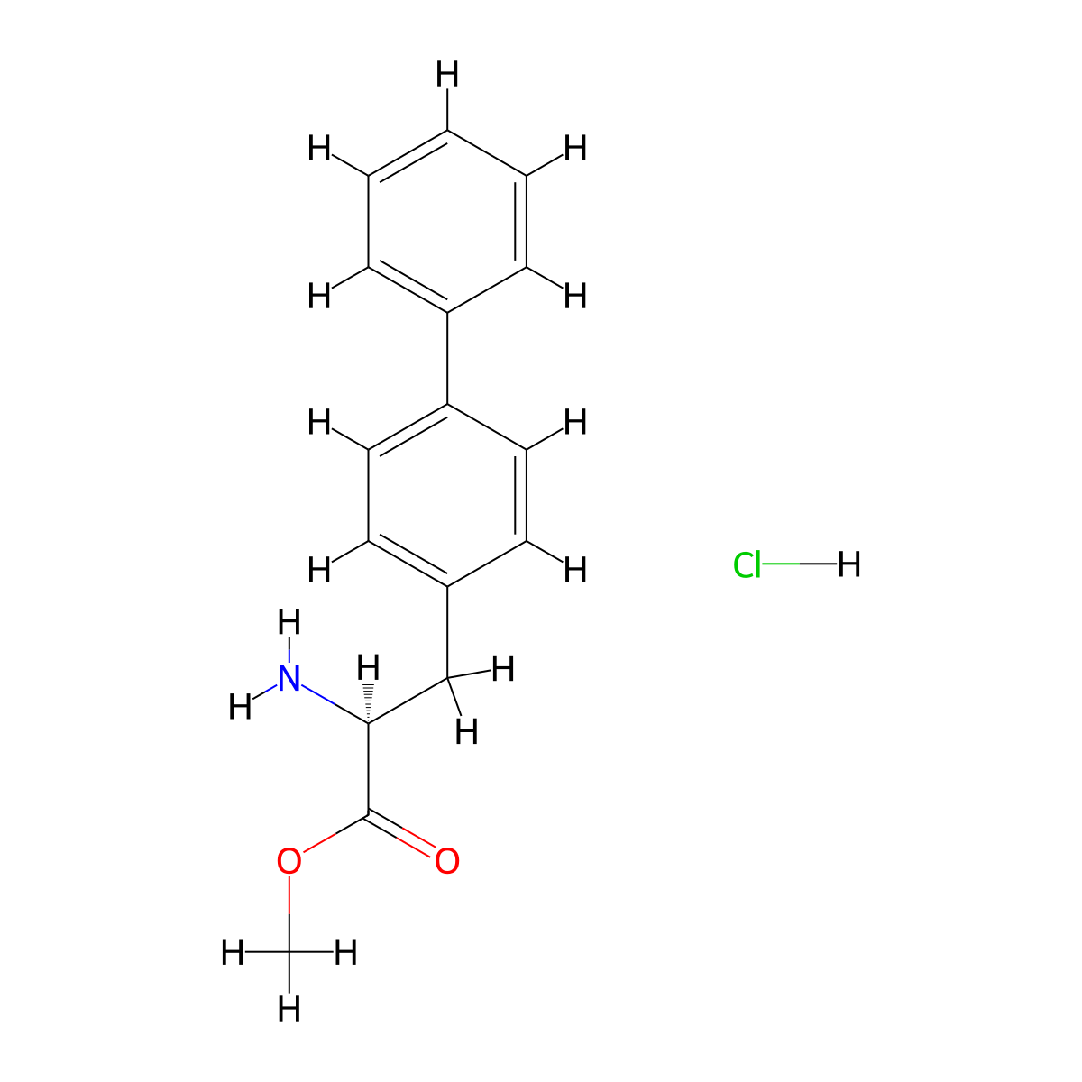 methyl (2S)-2-amino-3-(4-phenylphenyl)propanoate hydrochloride molecular structure, CAS 63024-30-6