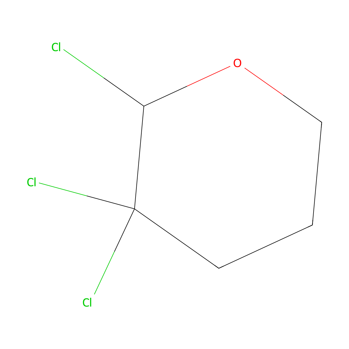 2,3,3-trichlorotetrahydro-2H-pyran molecular structure, CAS 63027-88-3