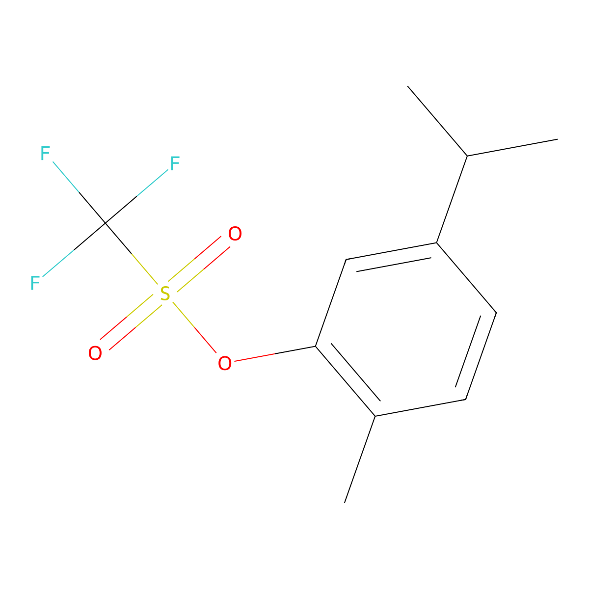 2-Methyl-5-(propan-2-yl)phenyl trifluoromethanesulfonate molecular structure, CAS 63028-16-0