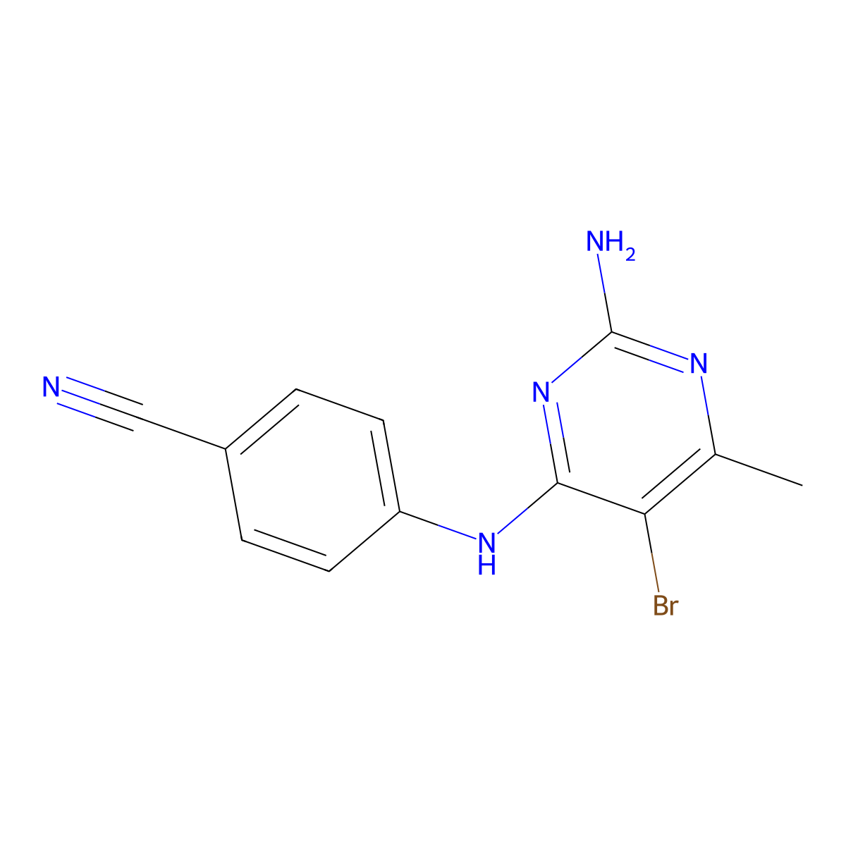 4-[(2-Amino-5-bromo-6-methylpyrimidin-4-yl)amino]benzonitrile molecular structure, CAS 6303-42-0