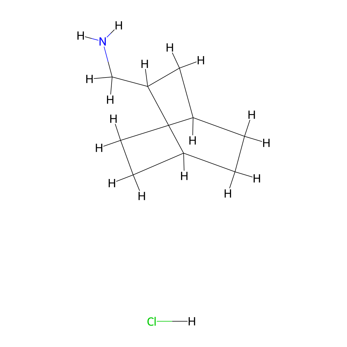 Bicyclo(2.2.2)octan-2-ylmethanamine hydrochloride molecular structure, CAS 6303-64-6