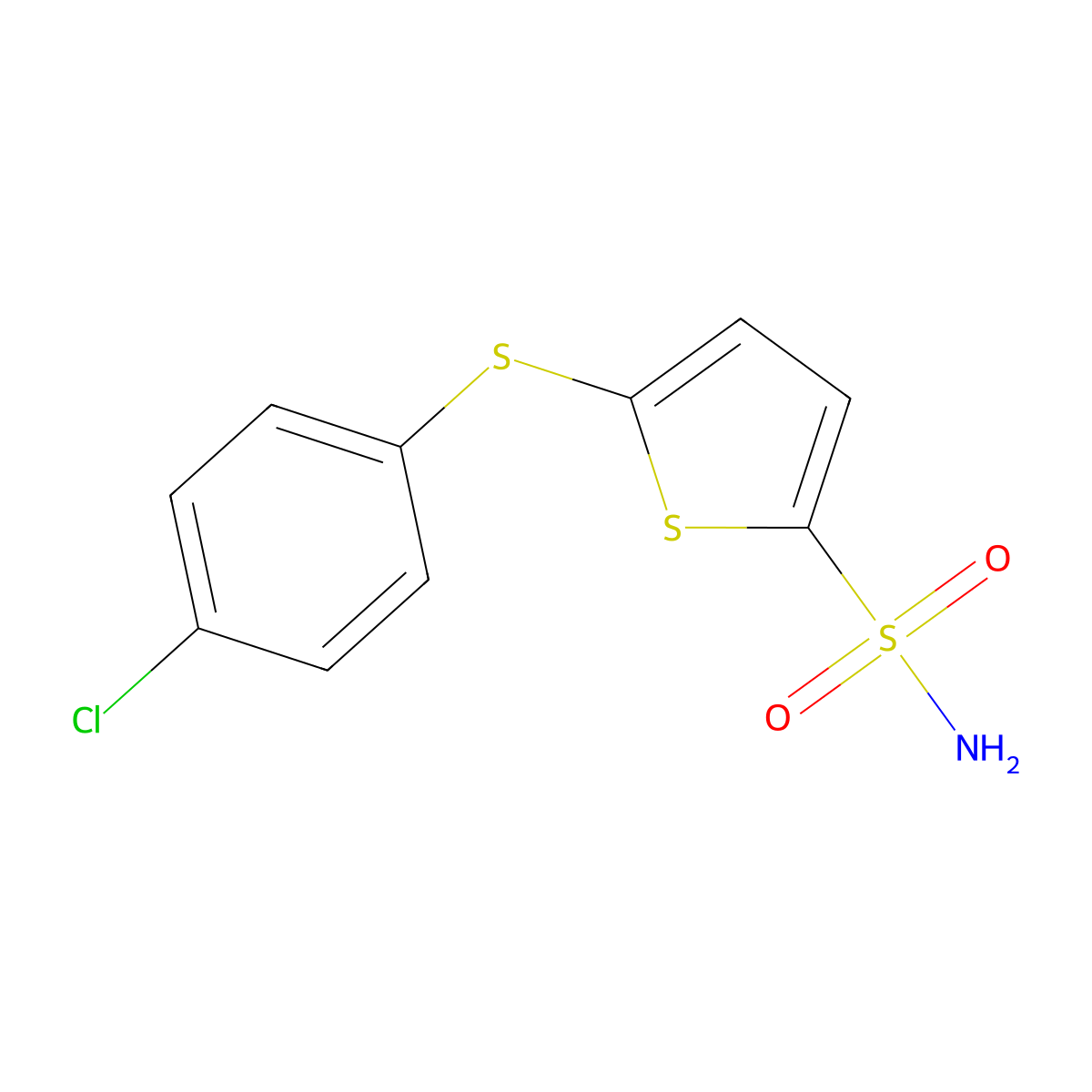 5-[(4-Chlorophenyl)thio]thiophene-2-sulfonamide molecular structure, CAS 63031-81-2