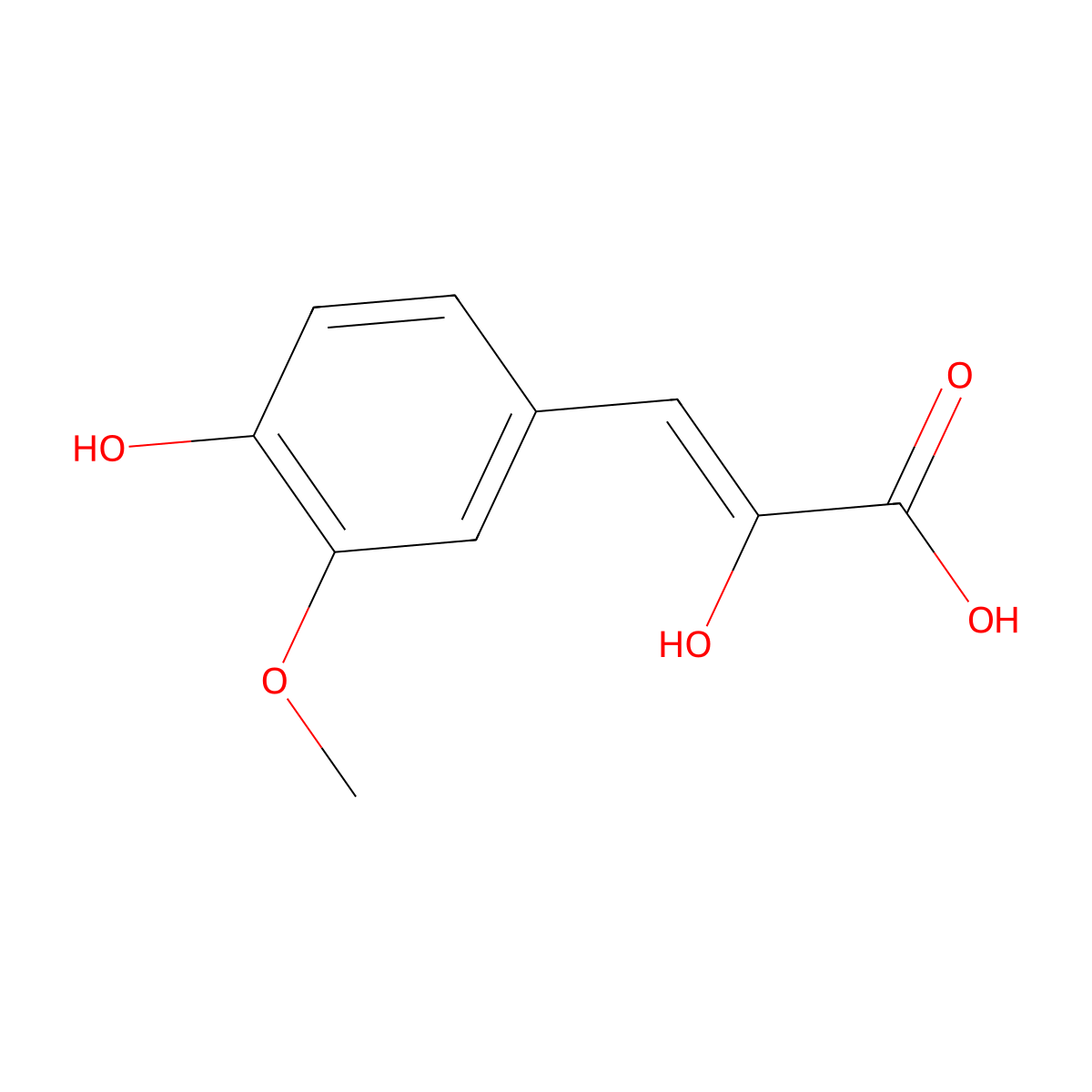 2-Hydroxy-3-(4-hydroxy-3-methoxyphenyl)prop-2-enoic acid molecular structure, CAS 63035-29-0