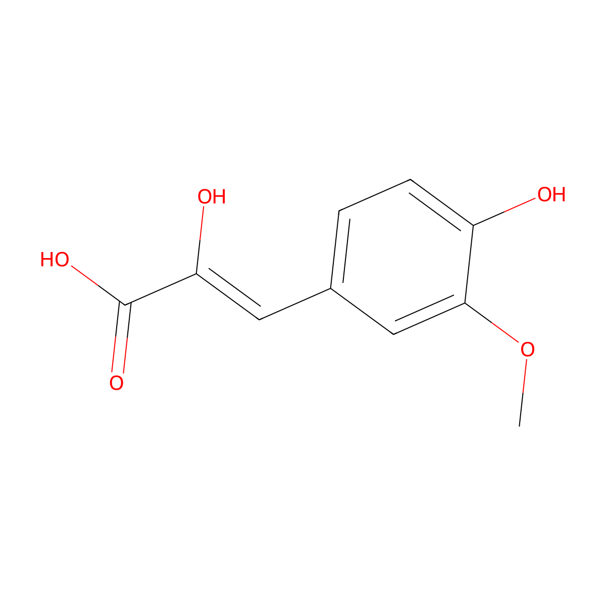 2-Hydroxy-3-(4-hydroxy-3-methoxyphenyl)prop-2-enoic acid molecular structure, CAS 63035-29-0