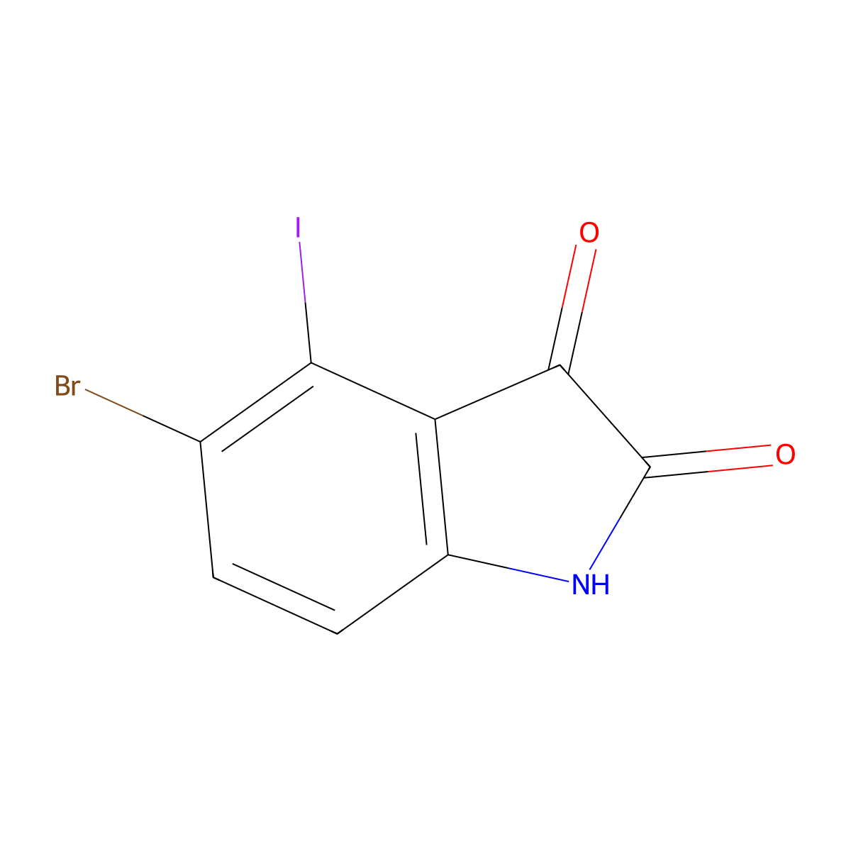 1H-Indole-2,3-dione, 5-bromo-4-iodo- molecular structure, CAS 63037-66-1