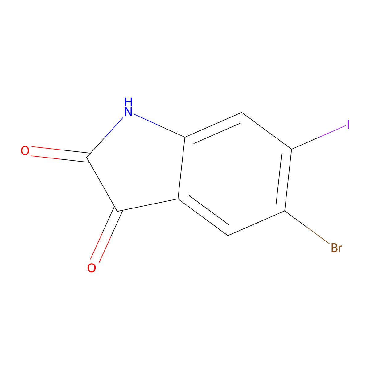 1H-Indole-2,3-dione, 5-bromo-6-iodo- molecular structure, CAS 63037-67-2