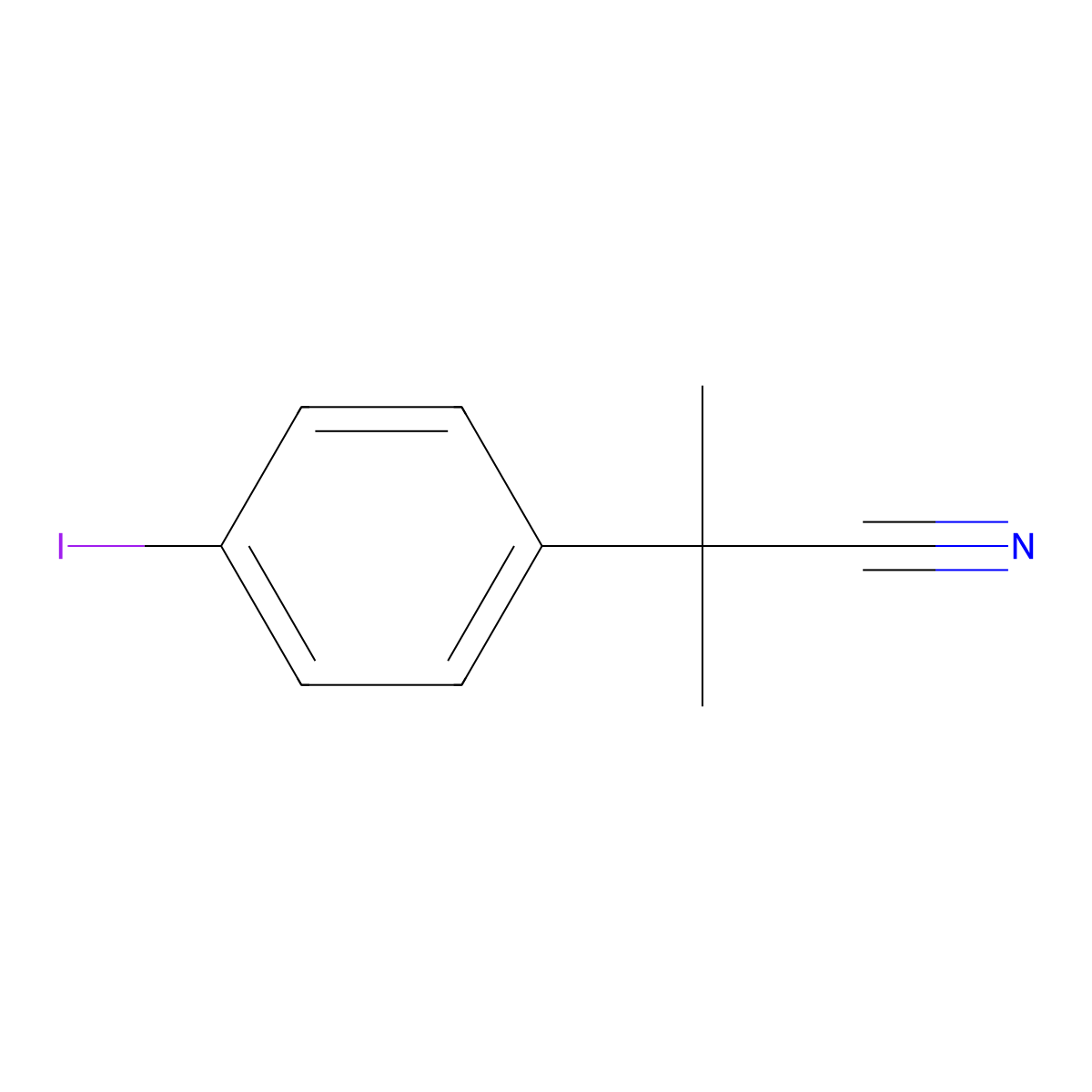 2-(4-Iodophenyl)-2-methylpropanenitrile molecular structure, CAS 630383-84-5