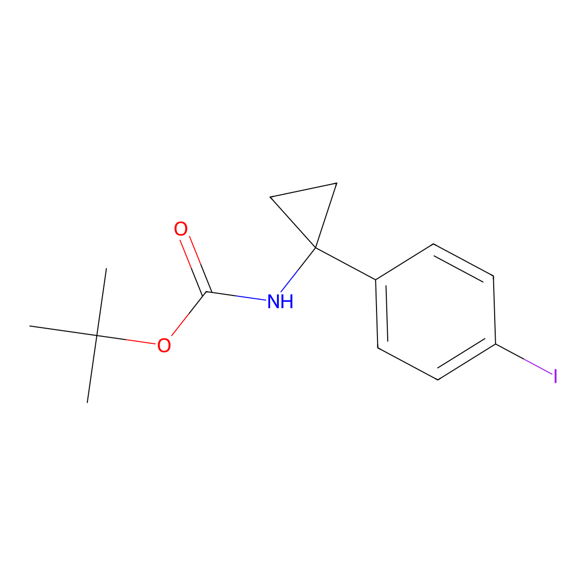 tert-butyl N-[1-(4-iodophenyl)cyclopropyl]carbamate molecular structure, CAS 630384-19-9