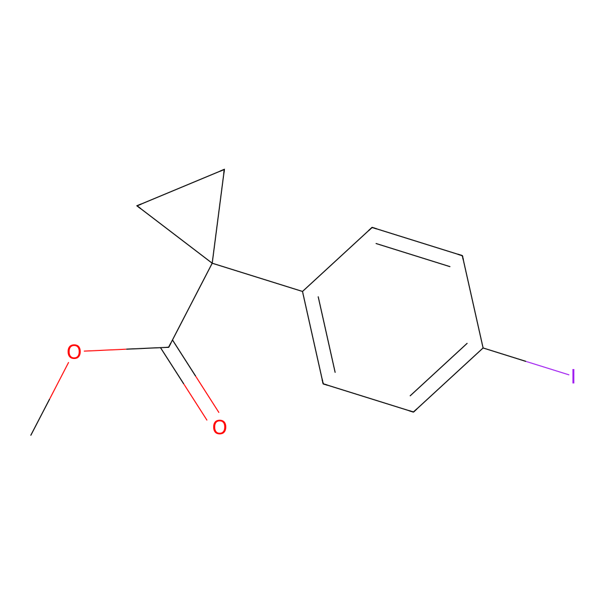 Methyl 1-(4-iodophenyl)cyclopropanecarboxylate molecular structure, CAS 630384-36-0