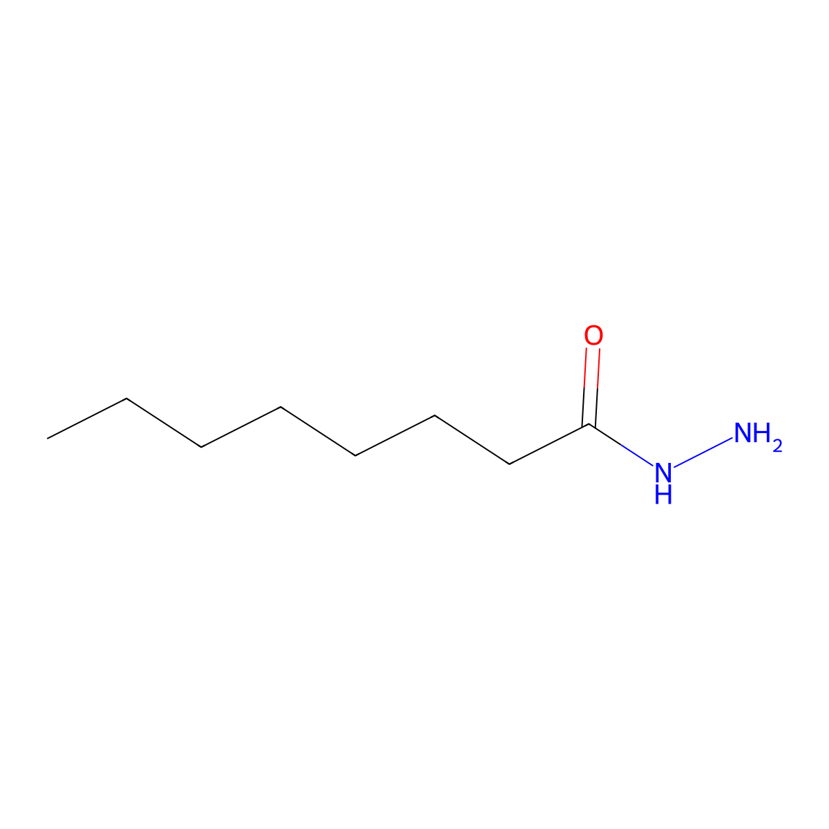 Octanoic hydrazide molecular structure, CAS 6304-39-8