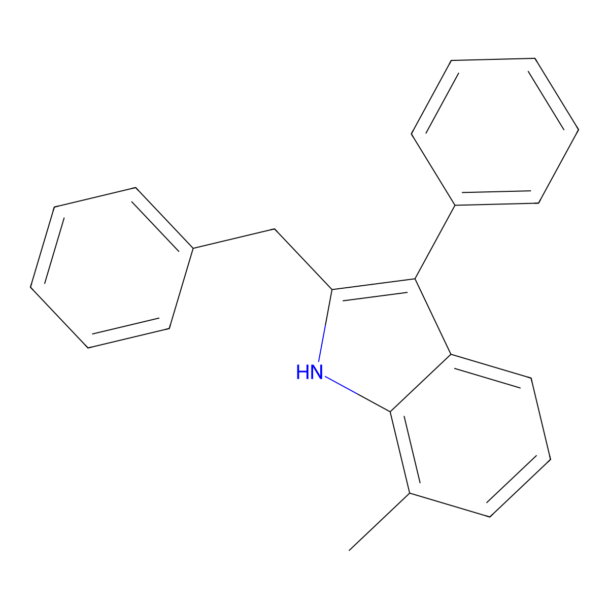 2-Benzyl-7-methyl-3-phenyl-1h-indole molecular structure, CAS 6304-71-8