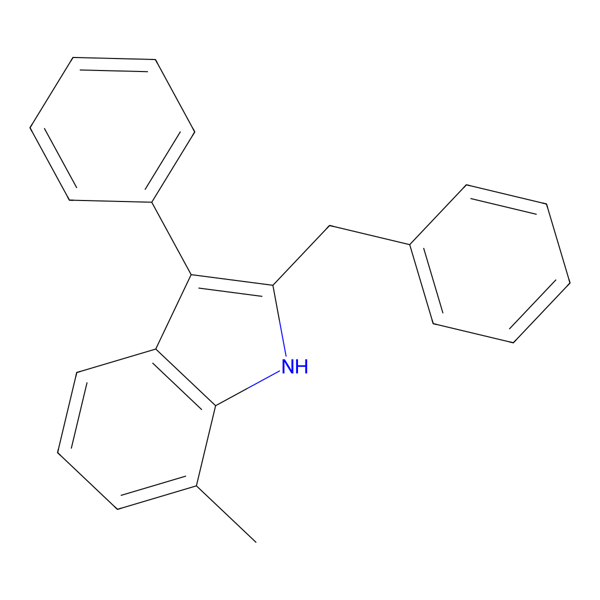 2-Benzyl-7-methyl-3-phenyl-1h-indole molecular structure, CAS 6304-71-8