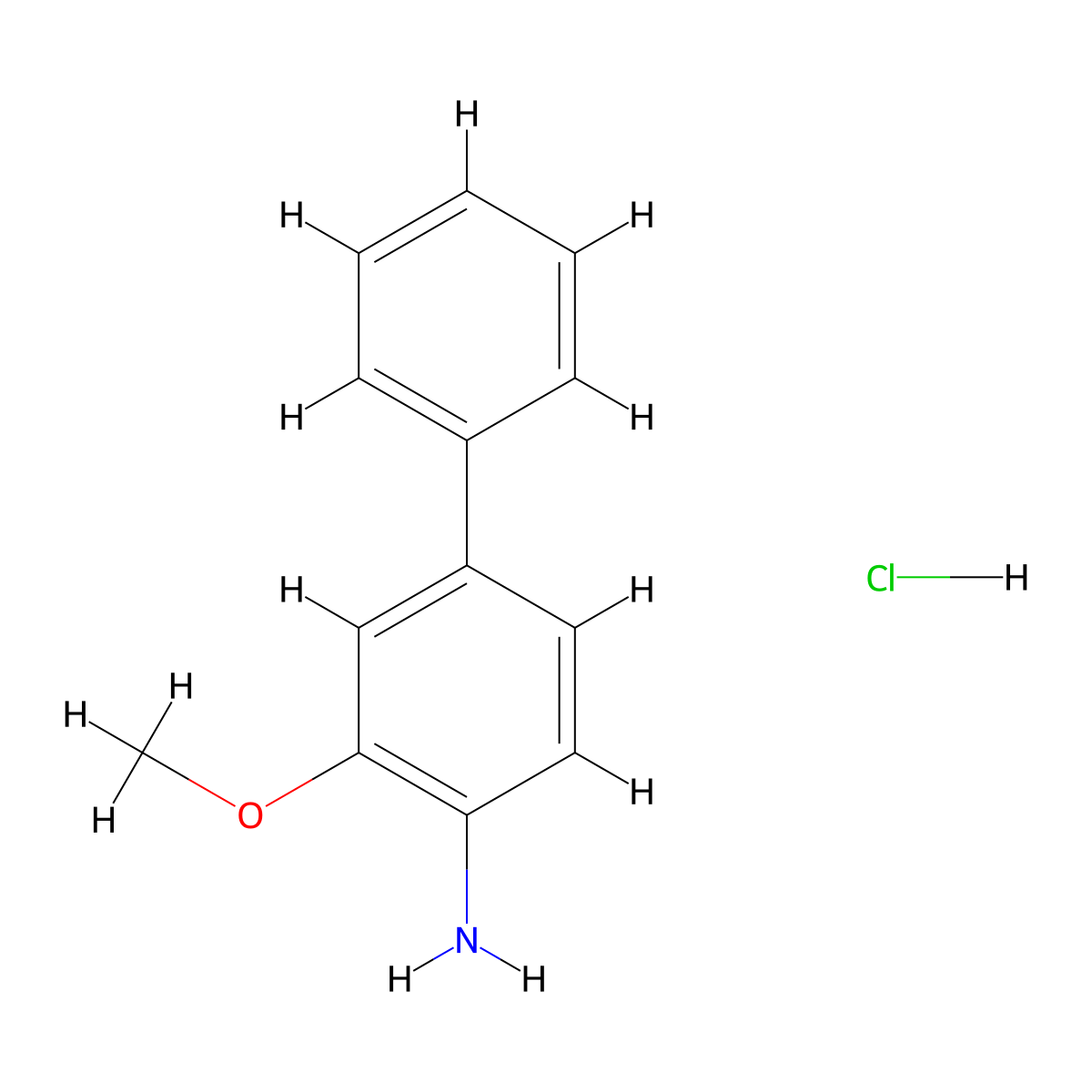 3-Methoxy-(1,1'-biphenyl)-4-amine hydrochloride molecular structure, CAS 63040-31-3