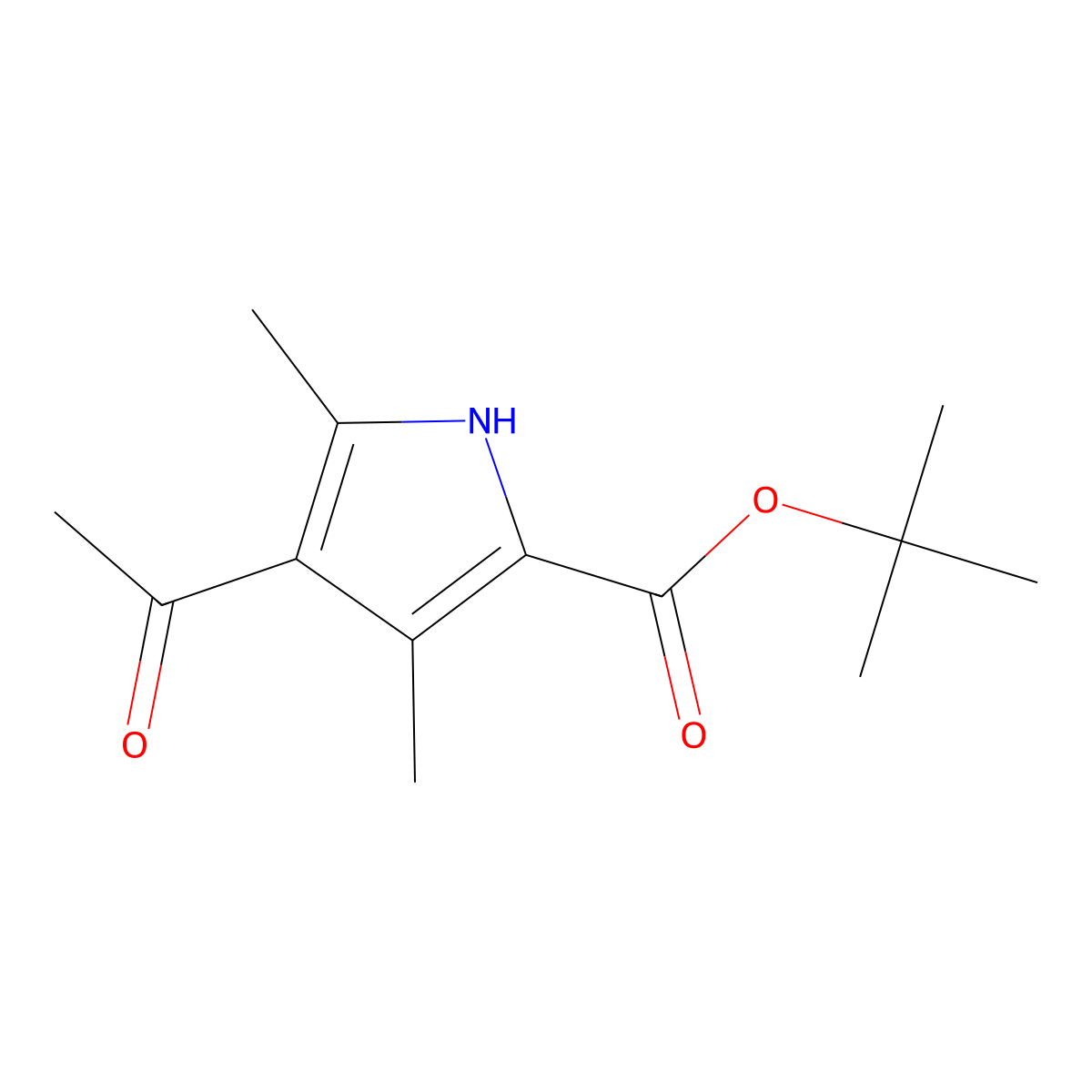 tert-Butyl 4-acetyl-3,5-dimethyl-2-pyrrolecarboxylate molecular structure, CAS 63040-83-5