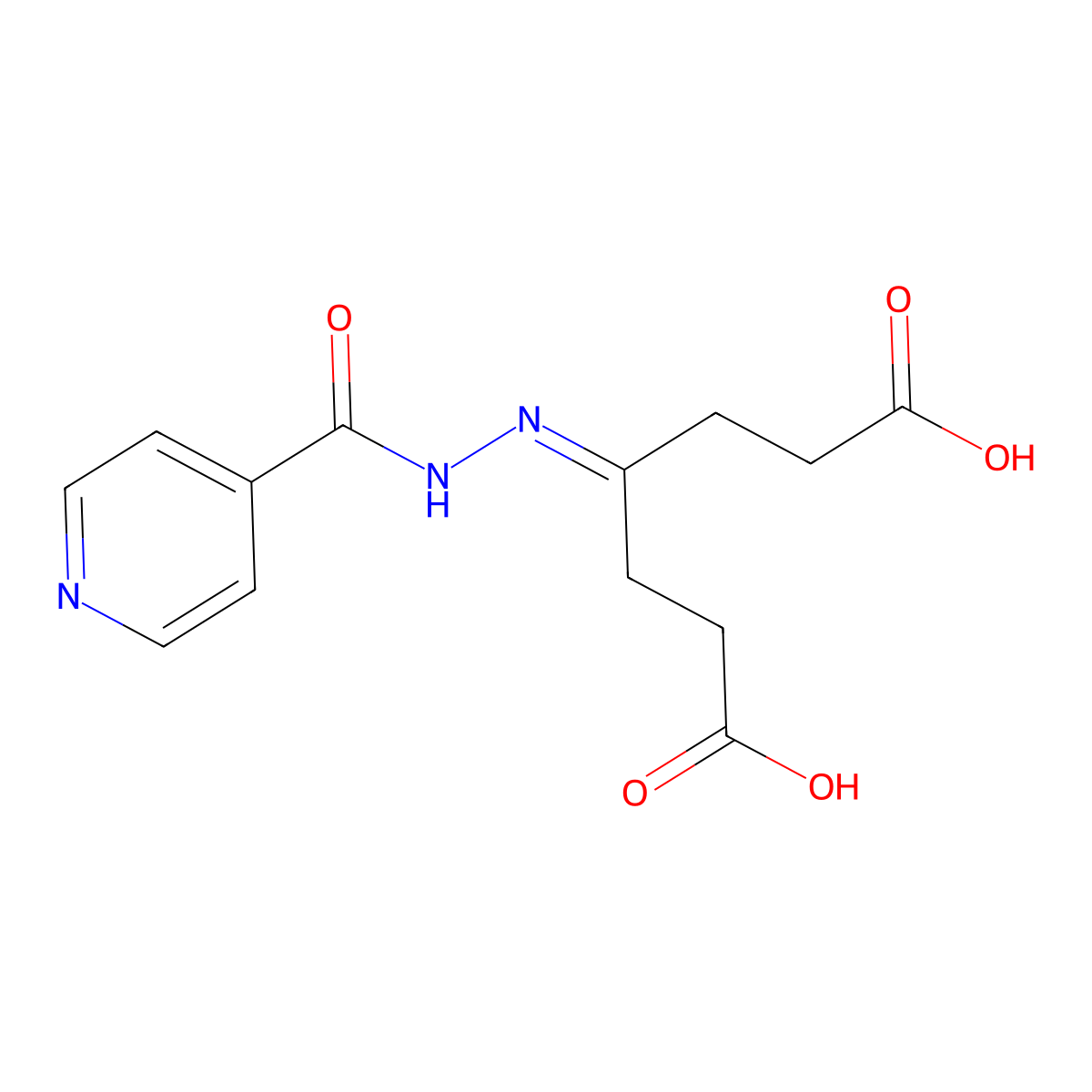Heptanedioic acid, 4-oxo-, isonicotinoyl hydrazone molecular structure, CAS 63041-19-0