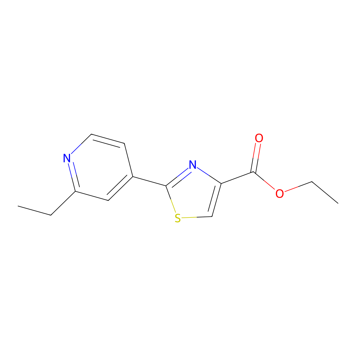 Ethyl 2-(2-ethylpyridin-4-yl)thiazole-4-carboxylate molecular structure, CAS 630410-54-7