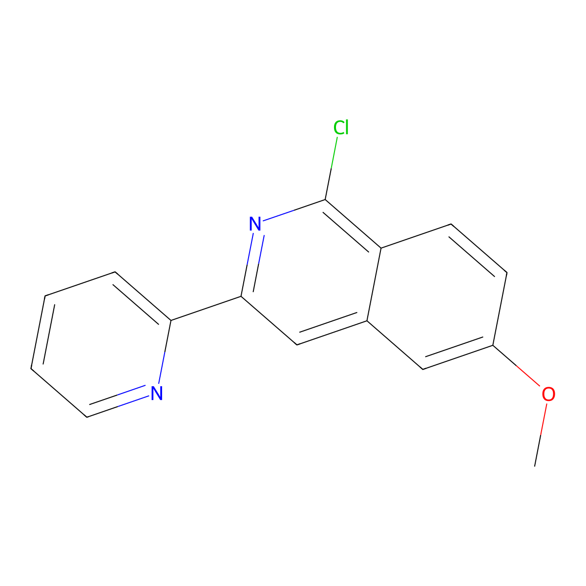 1-Chloro-6-methoxy-3-(pyridin-2-yl)isoquinoline molecular structure, CAS 630423-57-3