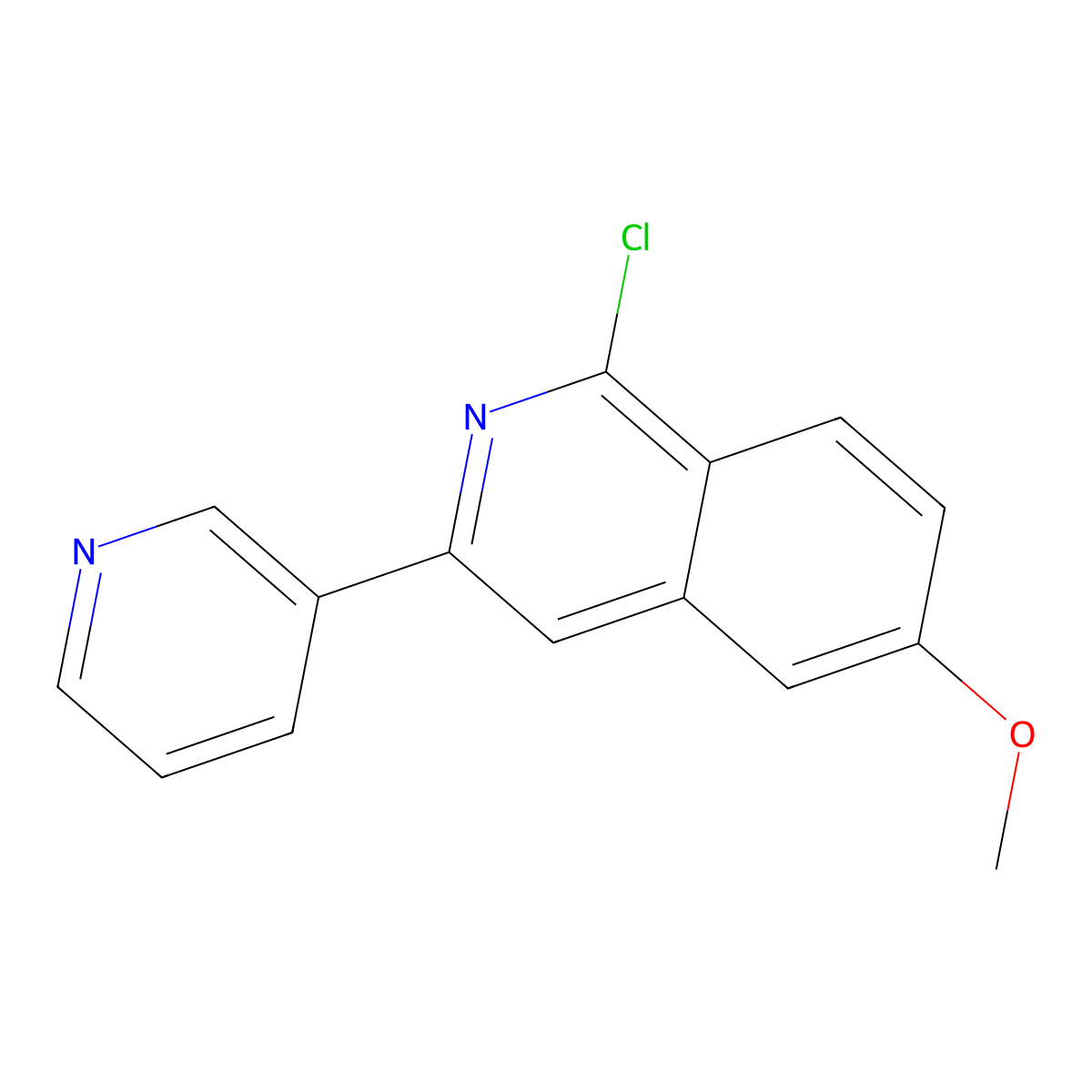 1-Chloro-6-methoxy-3-(pyridin-3-yl)isoquinoline molecular structure, CAS 630423-70-0