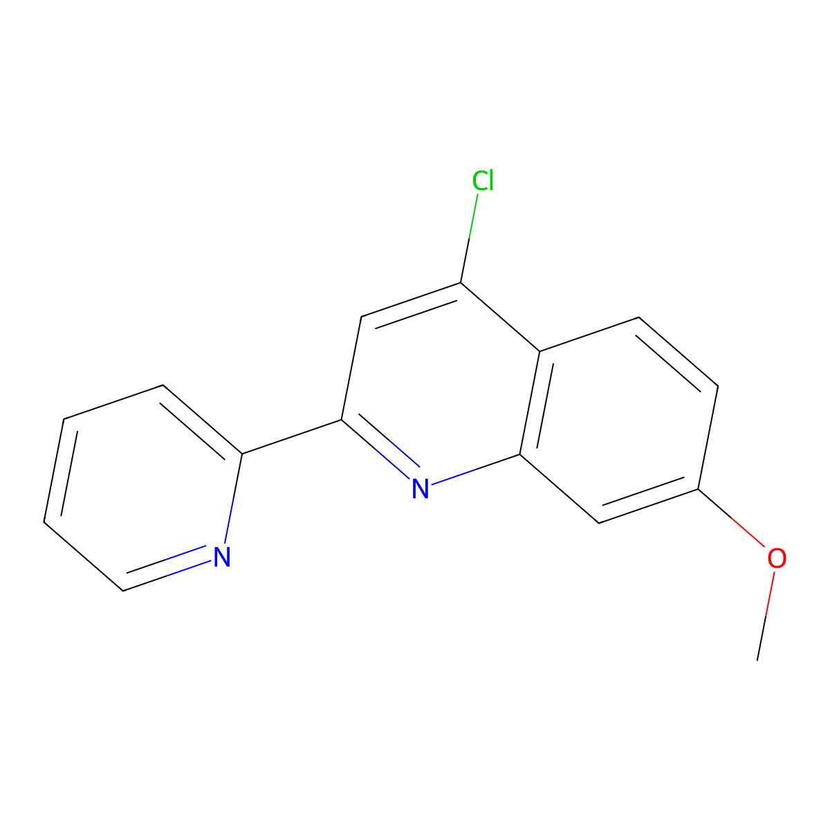 4-Chloro-7-methoxy-2-(pyridin-2-yl)quinoline molecular structure, CAS 630424-43-0