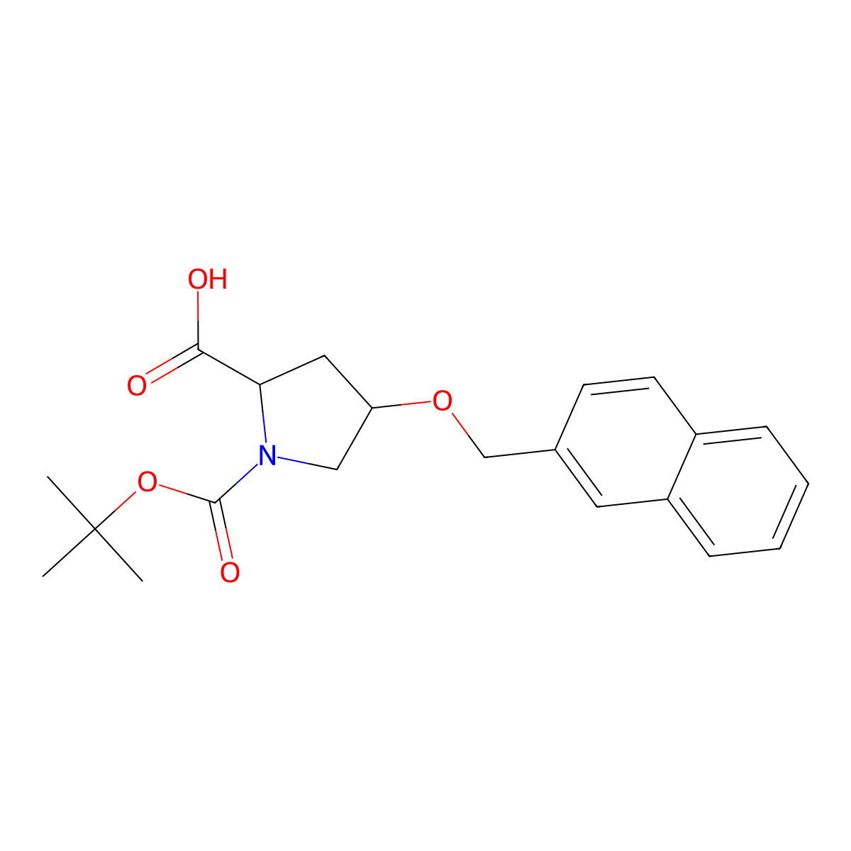 (2S,4R)-1-(tert-Butoxycarbonyl)-4-(naphthalen-2-ylmethoxy)pyrrolidine-2-carboxylic acid molecular structure, CAS 630425-40-0