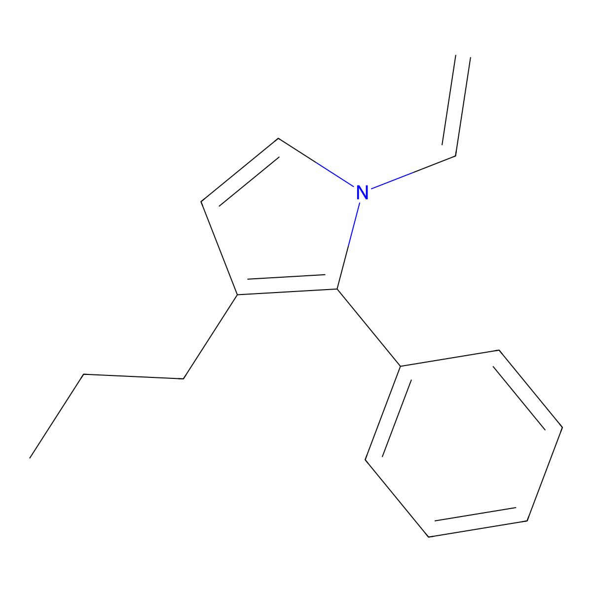 1H-Pyrrole, 1-ethenyl-2-phenyl-3-propyl- molecular structure, CAS 63045-58-9