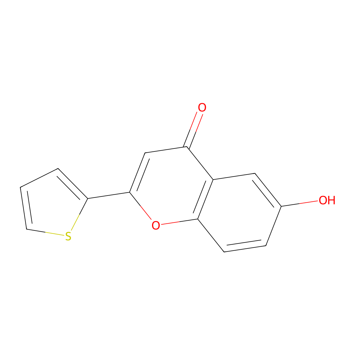 6-hydroxy-2-(thiophen-2-yl)-4H-chromen-4-one molecular structure, CAS 63046-12-8