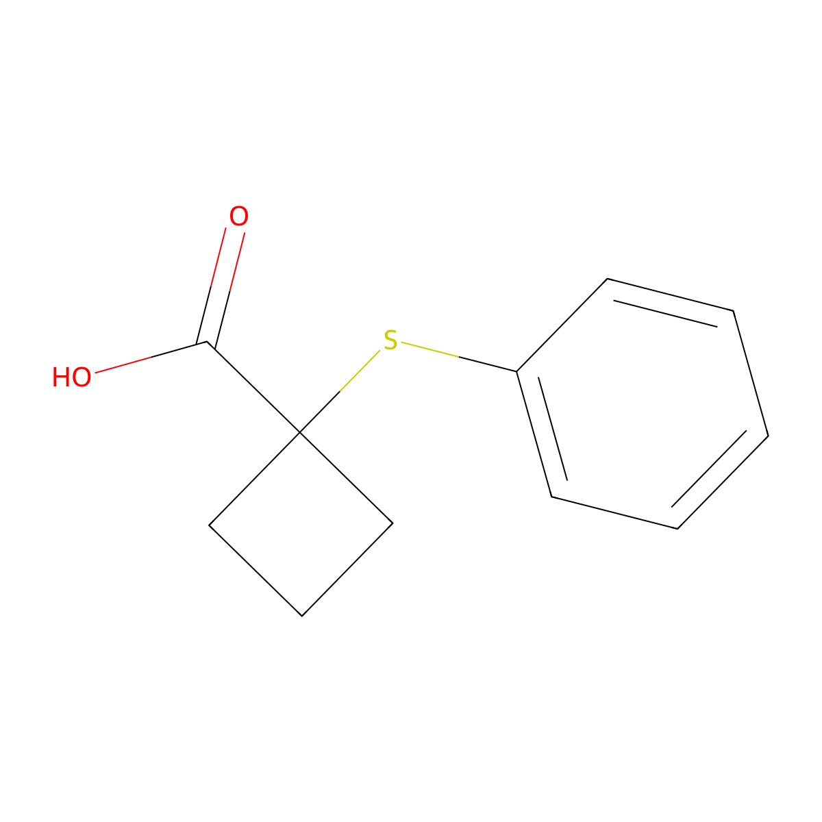 1-(Phenylsulfanyl)cyclobutane-1-carboxylic acid molecular structure, CAS 63049-33-2